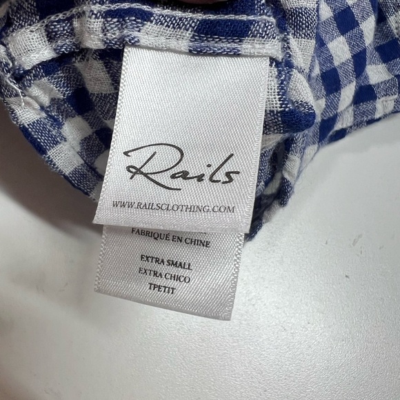 Rails Women's Blue Gingham Val Linen Blend Tie Front
Blouse Size XS Long Sleeve - Picture 11 of 15